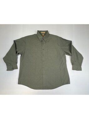 Arrow Men's Long Sleeve Shirt Size L Green Button Down Microtech Casual